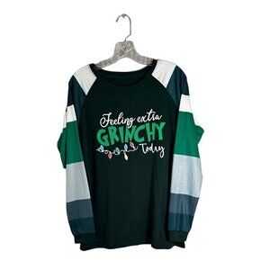 NWOT Unisex "Feeling Extra Grinchy Today" Christmas Long Sleeve T-Shirt Size M